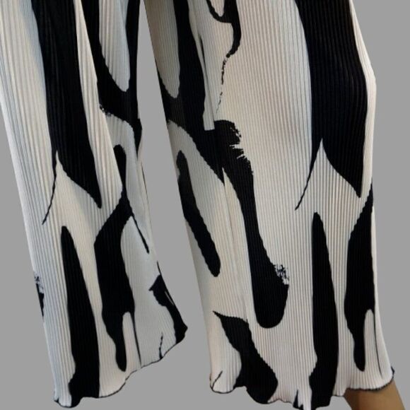 Shein High Waist Print Wide Leg Pants Boho Loose Casual Palazzo Trousers Sz 4 - Picture 9 of 12